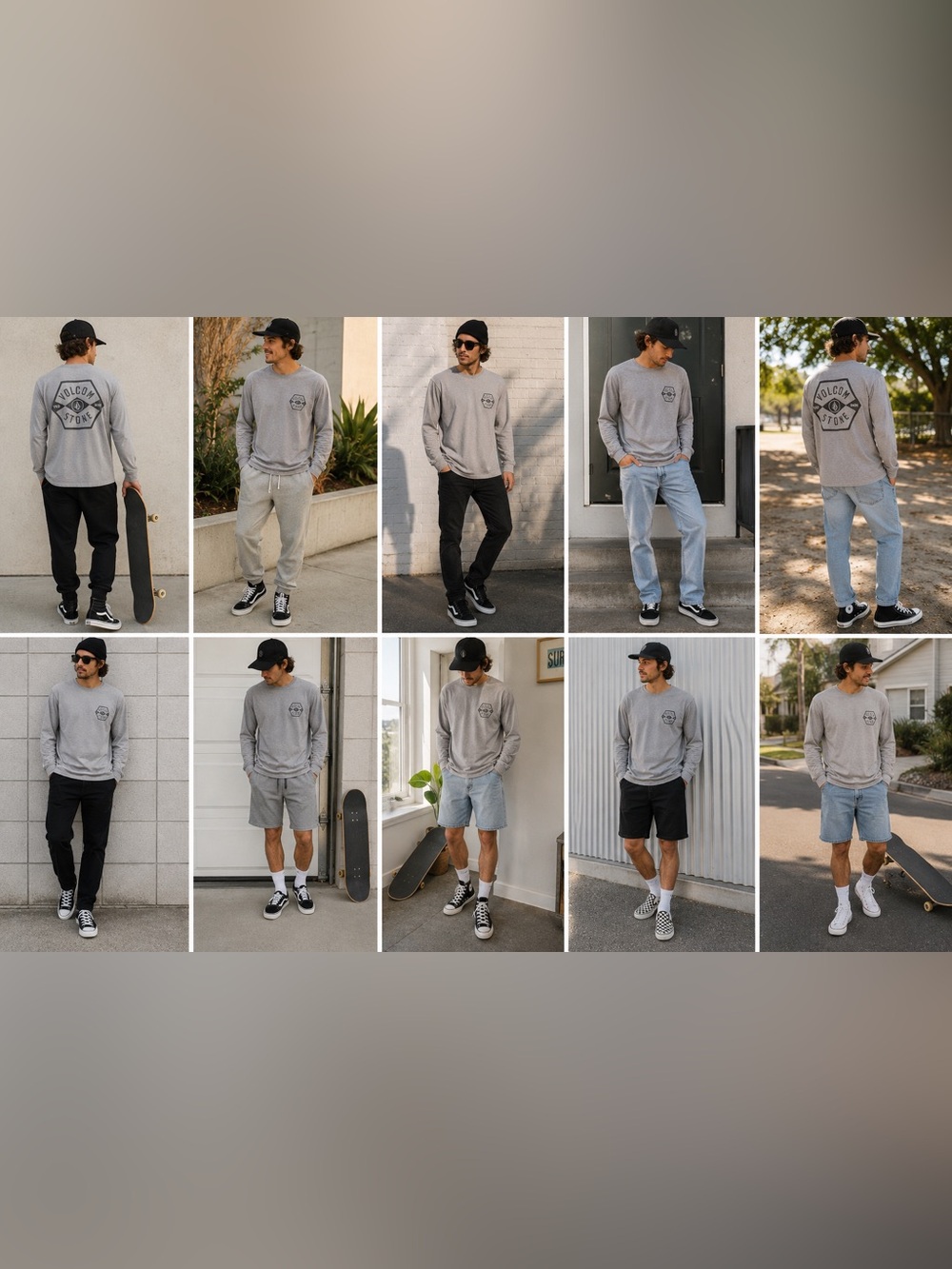 Volcom Heather Gray Long Sleeve Tee | Skate Surf Style | Size M